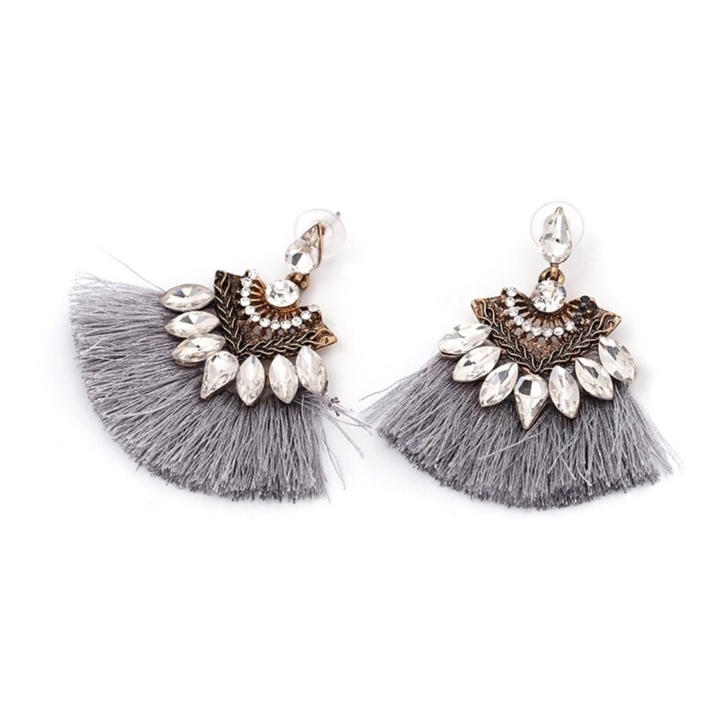 Silver fringe drop earrings